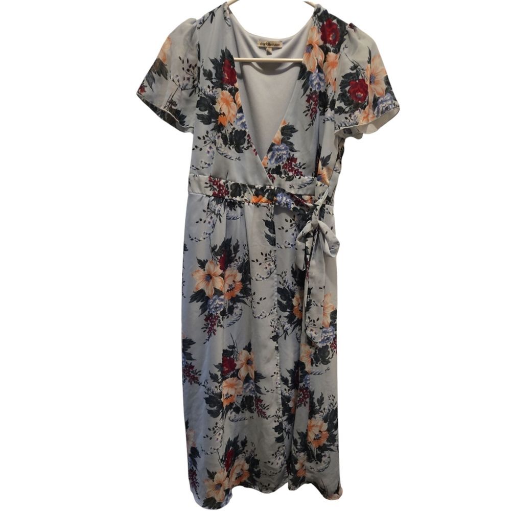 Charlotte russe wrap dress blue floral size XS